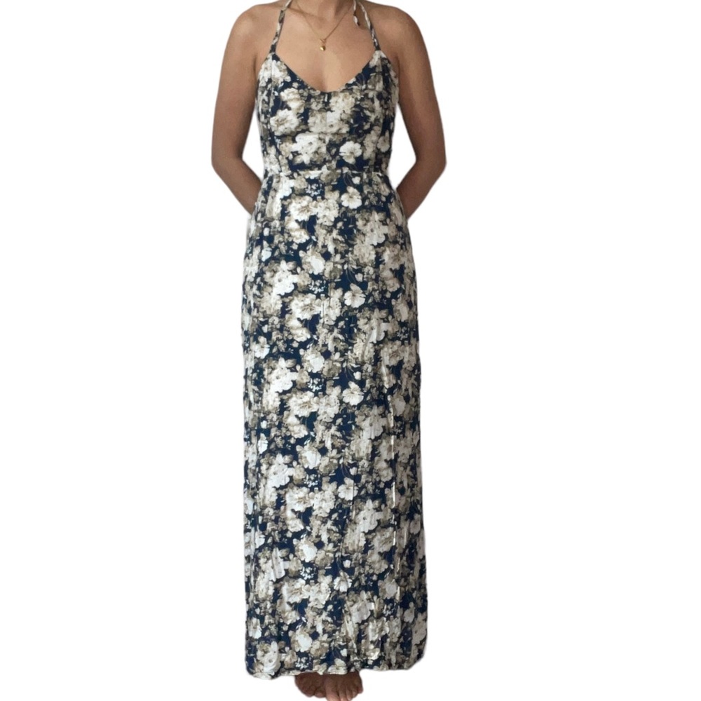 Anel, Open Tied Strappy Back Floral Prom Dress